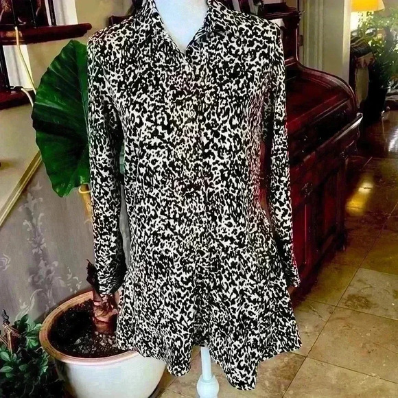 Zara Women’s drop waist leopard print blouse XS (oversized) NWOT. Long sleeves - Picture 3 of 9